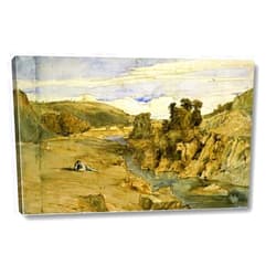 Canvas Art USA Riverbank, Saint-Thomas Near Bort-les-Orgues by Paul Huet - 11