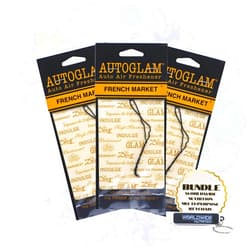 Worldwide Nutrition Bundle: Tyler Candle Company AutoGlam Car Air Fresheners - French Market Scent Car Fresheners - 3 Pack Tyler AutoGlam Car Air Freshener and Multi Purpose Key Chain