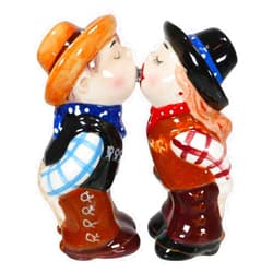 Ebros Gift Ebros Western Rustic Country Cowboy And Cowgirl Kissing Magnetic Salt And Pepper Shakers Set Figurines Party Kitchen Tabletop Collectible Decorative Accents
