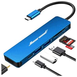 Hiearcool USB C Hub, USB C Adapter 7 in 1 Multi-Port USB C to HDMI Dongle 100W PD Type C Hub USB C Dock Compatible for MacBook Dell HP Lenovo Asus Razer and Type C Devices-Midnight Blue