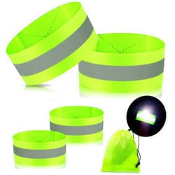 Skylety 4 Pieces Reflective Bands High Visibility Reflector Bands Reflective Straps Tape Bracelets Reflective Running Gear for Women Men Running Cycling Walking Arm Wrist Ankle Leg