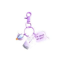 VICKYPOP Cute Bubble Tea Keychain Macaron Boba Cup Key Ring for Women Men