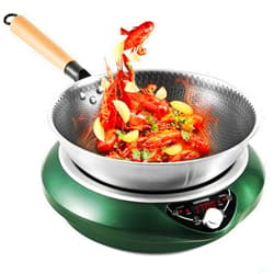 GastroGear 1700W Electric Induction Wok, Concave Induction Cooktop with Wok Fast & Even Heating with Large Coil, 17 Level Setting Electric Induction Stove Countertop Burner Induction Hot Plate