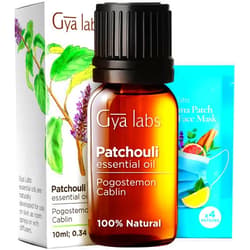 Gya Labs Patchouli Oil for Diffuser & Aromatherapy - Natural Patchouli Essential Oil for Skin, Body, Perfume & Candle Making - Earthy & Spicy Scent for Candle Making - 100% Natural (0.34 Fl Oz)