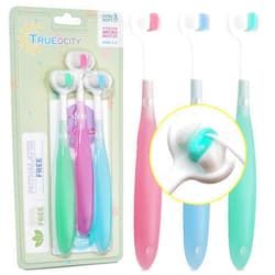 Trueocity Extra Soft Toddler Toothbrush, Toddler toothbrushes 1-2 Toothhugger High Efficient 3 Sides Baby Toothbrush 12 Months and up, Infant Toothbrush, Toddler Toothbrushes 1-3, Baby Toothbrush (3 Pack)