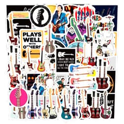 LIFEPAL Guitars Stickers |50 Pcs Music Waterproof Vinyl Decals for Water Bottles Laptop Luggage Cup Computer Mobile Phone Skateboard Guitar Décor