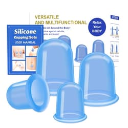 ELERA Silicone Cupping Therapy Sets, Cellulite Reduction Vacuum Cup - Cupping Kit for Massage Therapy (4 Cups)