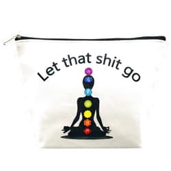 Charmoly Yoga Gift for Yoga Instructor Yoga Accessories Women Funny Meditation Gifts Zen Gifts Let That Go Makeup Bag Cosmetic Bag Pouch Tote Bag Travel Bag for Birthday Christmas Gifts