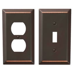 Amerelle Century Wallplates, 1 Duplex + 1 Toggle, Aged Bronze
