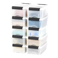 IRIS USA 6 Quart Stackable Plastic Storage Bins with Lids, 10 Pack - BPA-Free, Made in USA - Discreet Organizing Solution, Latches, Durable Nestable Containers, Secure Pull Handle - Pearl