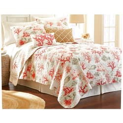 Elise & James Home Caledonia Quilt Set King Ivory/coral/beige
