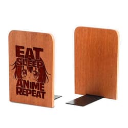 InnoBeta Anime Bookends, Anime Gifts for Men Women Boys, Novelty Bookends Unique, Heavy Duty Wooden Book Ends for Shelves Decorative(1 Pair, 4.72x6.69 Inches)