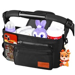Guiseapue Valentines Day Gifts for Her Him Kids Universal Stroller Organizer with Cup Holder, Detachable Phone Bag, Shoulder Strap, Stroller Caddy Fit Stroller Accessories like Uppababy, Baby Jogger