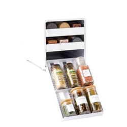 YouCopia SpiceStack,18-Bottle Adjustable Spice Rack Organizer, Pull-Out Seasoning Holder for Kitchen Cabinet and Pantry Storage with 104 Labels and Adjustable Dividers, Speckled White