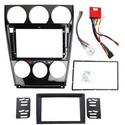 DKMUS Double Din Radio Dash Installation Trim Kit for Mazda 6 Atenza 2002-2007 with Wiring Harness and Steering Wheel Control Interface