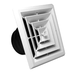 RectorSeal TRUaire Grille/Damper 81914 Plastic Ceiling Diffuser with Incorporated Ceiling Box, Easy Installation, HVAC, 8X8 4 Way Grille/Damper