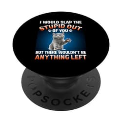 Cat Feline Cat Owner Feline Friend Pet Meow Gift I Would Slap The Stupid Out Of You But There Wouldn't Be Any PopSockets Standard PopGrip