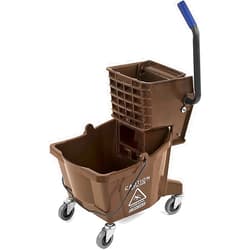 Carlisle FoodService Products Mop Bucket with Side-Press Wringer for Floor Cleaning, Restaurants, Offices, And Janitorial Use, Polyproylene, 26 Quarts, Brown