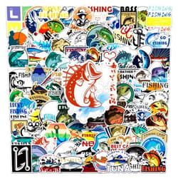 1step2dream 102Pcs Fishing Sticker Set: Reel in Adventure with Waterproof Vinyl Decals for Laptop, Car, Skateboard, Scrapbook