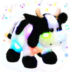 Hopearl LED Musical Stuffed Cow Lighting Up Singing Plush Toy Adjustable Volume Lullaby Animated Soothe Birthday Festival for Kids Toddler Girls, 12''