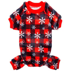TUKOAW Dog Christmas Pajamas for Small Medium Dogs - Plaid Snowflake Pattern Cute Warm Dog Pjs Pet Apparel for Cold Weather - Soft Fleece Onesie Holiday Dog Winter Clothes for Dogs, Puppy, Cats