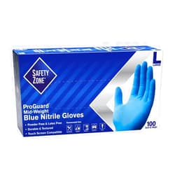 The Safety Zone Safety Zone GNPR-LG-1M Powder Free Glove, 3.7 mil, L, Nitrile, Blue (Pack of 1000)