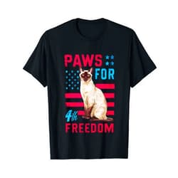 Siamese Cat Lover America Patriotic Kitten Meow Funny 4Th of July Siamese Cat Lover American Patriotic USA T-Shirt