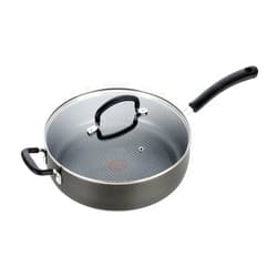 T-fal Ultimate Hard Anodized Non Stick Jumbo Cooker With Lid & Helper Handle 5 Quart, Oven Broiler Safe 400F, Lid Safe 350F, Cookware, Deep Frying Pan, Skillet, Pots and Pans, Dishwasher Safe, Grey