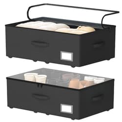 EE-RoomWorld Underbed Storage Bins With Wheels, No Assemble Required 10 inches Height Large Capacity Rolling Underbed Shoe Storage Containers，Dorm Underbed Storage Drawers