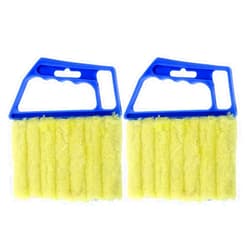 Nutteri Window Blinds Duster 2 Pack 7 Finger Dusting Cleaner Tool Mini Hand-held Blind Brush Air Conditioner Dirt Duster Household Kitchen Cleaning Tool (Blue)