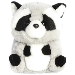 Aurora® Round Rolly Pet™ Ripley Raccoon Stuffed Animal - Adorable Companions - On-The-Go Fun - Gray 5 Inches