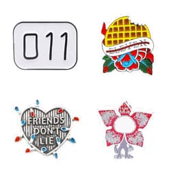 Hofar 4PCS Eleven 011 Eggo Waffles Brooch Pins for Backpacks Cute Brooch Pin for Kids Girls Teens Women Men for Fans Gifts