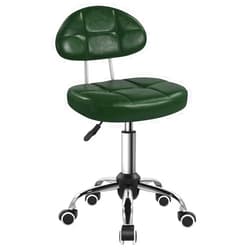 BFTOU Square Minimalist Swivel Stool with Wheel Perfect for Work SPA Shop Massage Height-Adjustable and Cost-Effective Rolling Stool Chair with Back (Green)
