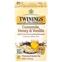 Twinings Camomile, Honey & Vanilla Herbal Tea individually Wrapped Bags, 20 Count (Pack of 6), Naturally Caffeine-Free, Enjoy Hot or Iced | Packaging May Vary
