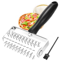 Ecavria Pizza Dough Docker, Premium Dough Roller with Stainless Steel Spikes, Sturdy Pizza Docking Tool that Prevents Dough from Blistering, Time-Saver for Making Pizza Cookie Pie Pastry