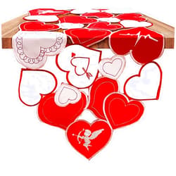 Arciveberg Valentines Day Table Runner with Embroidered Love Heart, Holiday Wedding Anniversary Valentine Day Table Decor (15.7*90 Inches)