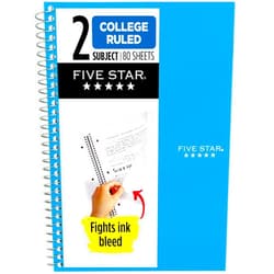 Five Star Spiral Notebook, 2 Subject, College Ruled Paper, 6