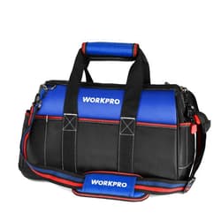 WORKPRO 16-inch Wide Mouth Tool Bag, Heavy Duty Cloth Tool Storage Bag with Water Proof Molded Base, Adjustable Shoulder Strap