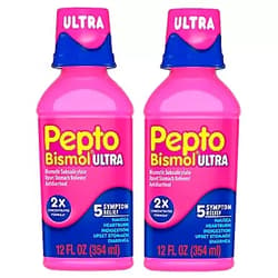 Pepto Bismol Ultra Liquid for Upset Stomach, 5 Symptom Relief, Original, 12 oz (Pack of 2)