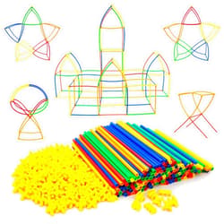 PicassoTiles 400pc Construction Toy Straw Building Set Children STEM Learning Interlocking Building Toys Creative Straw Connecting Builder Kits Early Education Kit for Kids Boys & Girls Ages 3+ PTS400