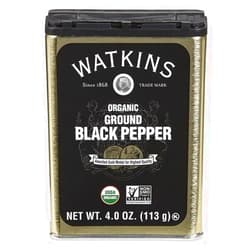 Watkins Gourmet Organic Spice Tin, Ground Black Pepper, 4 oz