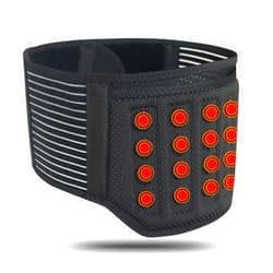 CUTPOIY Tourmaline Self-Heating Lumbar Support Belt Waist Lower Back Brace with 21 Magnets Release Heat for Back (Black-L)