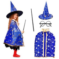 LNCOJOLM Wizard Witch Cloak Costume Kids Witches Capes Wizard Cloak Ghost Costume Set Props