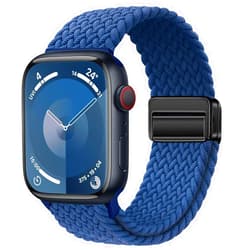 MroTech Sport Solo Loop Compatible with Apple Watch Band 41mm 40mm 38mm for Women and Men,Adjustable Magnetic Stretchy Nylon Braided Wristband for iWatch Series 9 8 7 SE SE2 6 5 4 3 2 1 Band,Blue