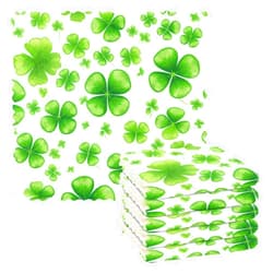 ALAZA Green Four Leaf Clover 6 Pack Dish Towels, Absorbent Dishcloths Kitchen Cloth Reusable Dishtowels Washable Tea Towels Table Cleaning Cloths