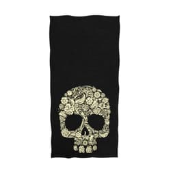 Naanle Chic Floral Skull Pattern Soft Large Hand Towels Multipurpose for Bathroom, Hotel, Gym and Spa (16