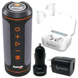 Wearable4U Bushnell Wingman 2 GPS Golf Speaker with White Earbuds +Wall/Car Adapters Bundle