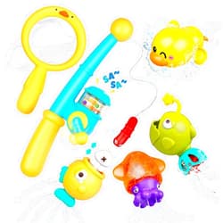 VConejo Baby Bath Toys for Kids Ages 1-3, Magnetic Fishing Games with Floating Bathtub Wind-Up Toys & Fishing Net, Fishing Rod Water Pool Toys for Toddlers 1-3