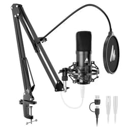 MAONO XLR/USB Condenser Microphone: 192kHz/24Bit Plug & Play PC Computer Podcast Cardioid Metal Mic Kit with Software, Professional Sound Chipset for Recording, Studio, Singing, YouTube A04 Gen2