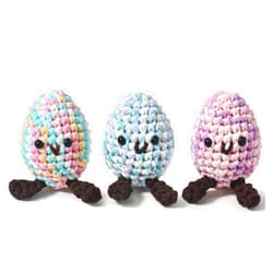 Zepiany Crochet Kit for Beginners, Amigurumi Crocheting Kits, DIY Craft with Step-by-Step Video Tutorials, Great Gift for Easter Holiday Birthday- 3 Easter Eggs